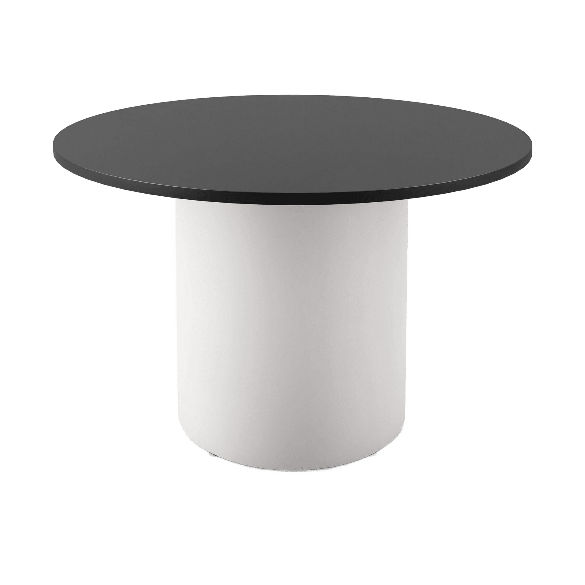Drum Base Table 900mm Dia X 730mm H Black White Powdercoat - Office Furniture Company