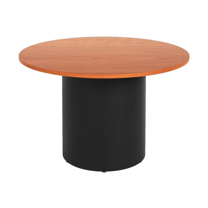 Drum Base Table 900mm Dia X 730mm H Cherry Black Powdercoat - Office Furniture Company