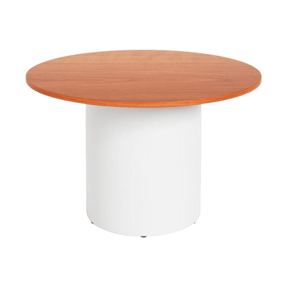 Drum Base Table 900mm Dia X 730mm H Cherry White Powdercoat - Office Furniture Company