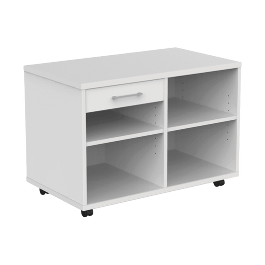 EkoSystem Mobile Book Case Caddy with Drawer Add - On White Melamine - Office Furniture Company