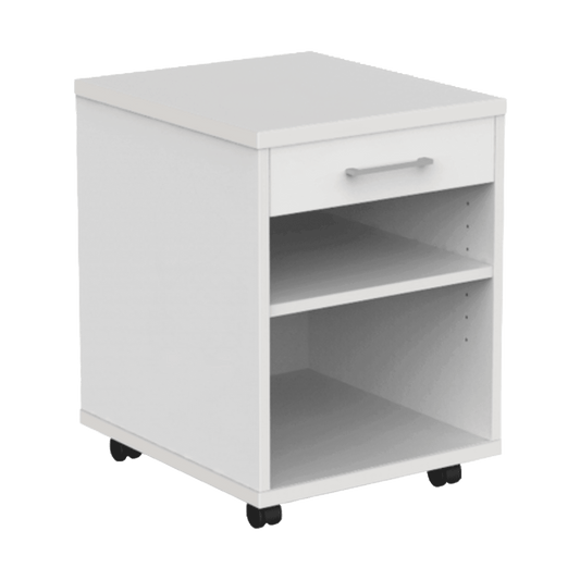EkoSystem Mobile Book Case Pedestal with EkoSystem Drawer Add - On White Melamine - Office Furniture Company