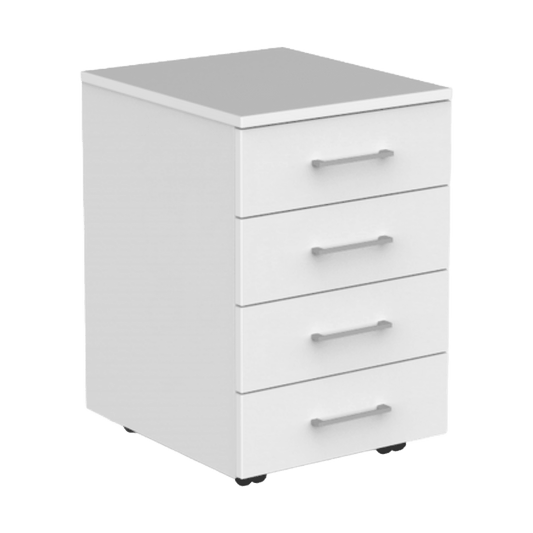 EkoSystem Mobile Pedestal 4 Drawer Unit White Melamine - Office Furniture Company