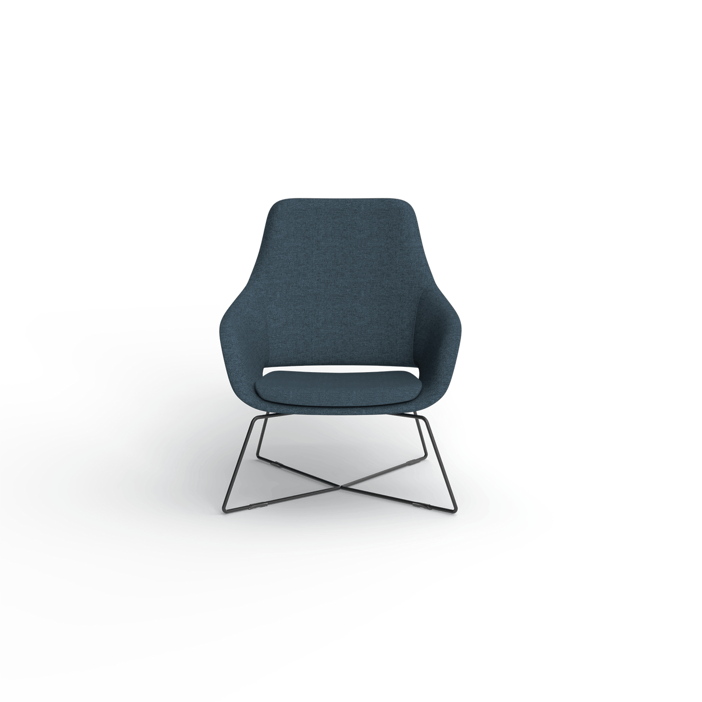 Elaro Black Metal Leg Arm Chair Blue (Sunday Steel) - Office Furniture Company