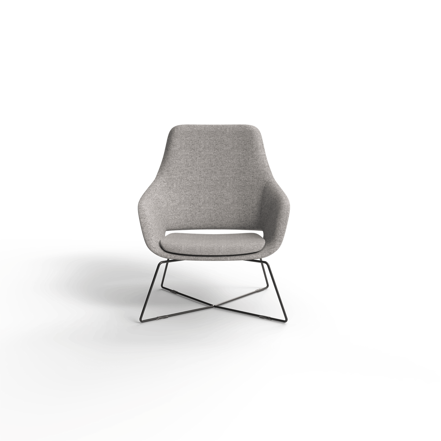 Elaro Black Metal Leg Arm Chair Grey (Sunday Greymist) - Office Furniture Company
