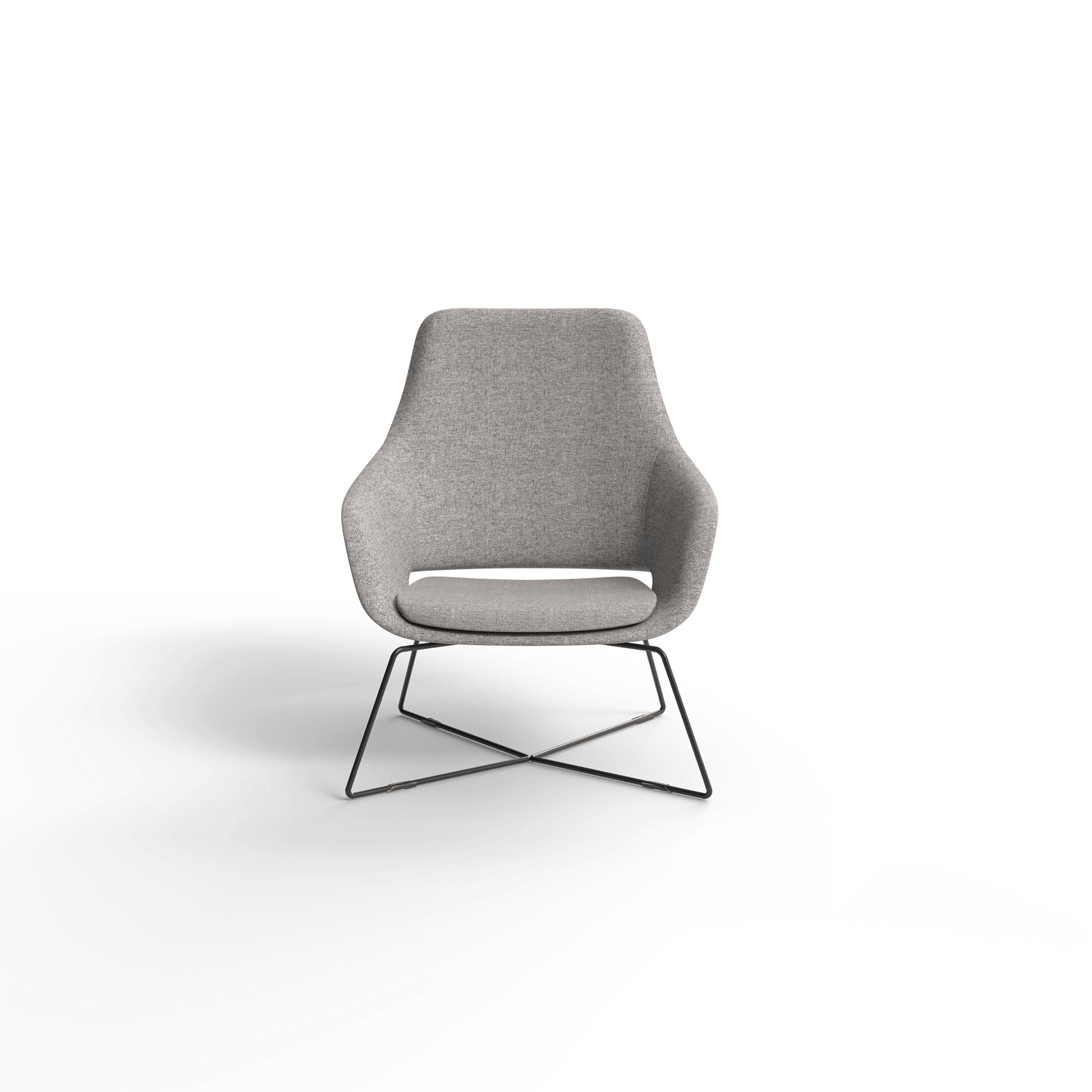 Elaro Black Metal Leg Arm Chair Grey (Sunday Greymist) - Office Furniture Company