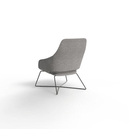 Elaro Black Metal Leg Arm Chair Grey (Sunday Greymist) - Office Furniture Company
