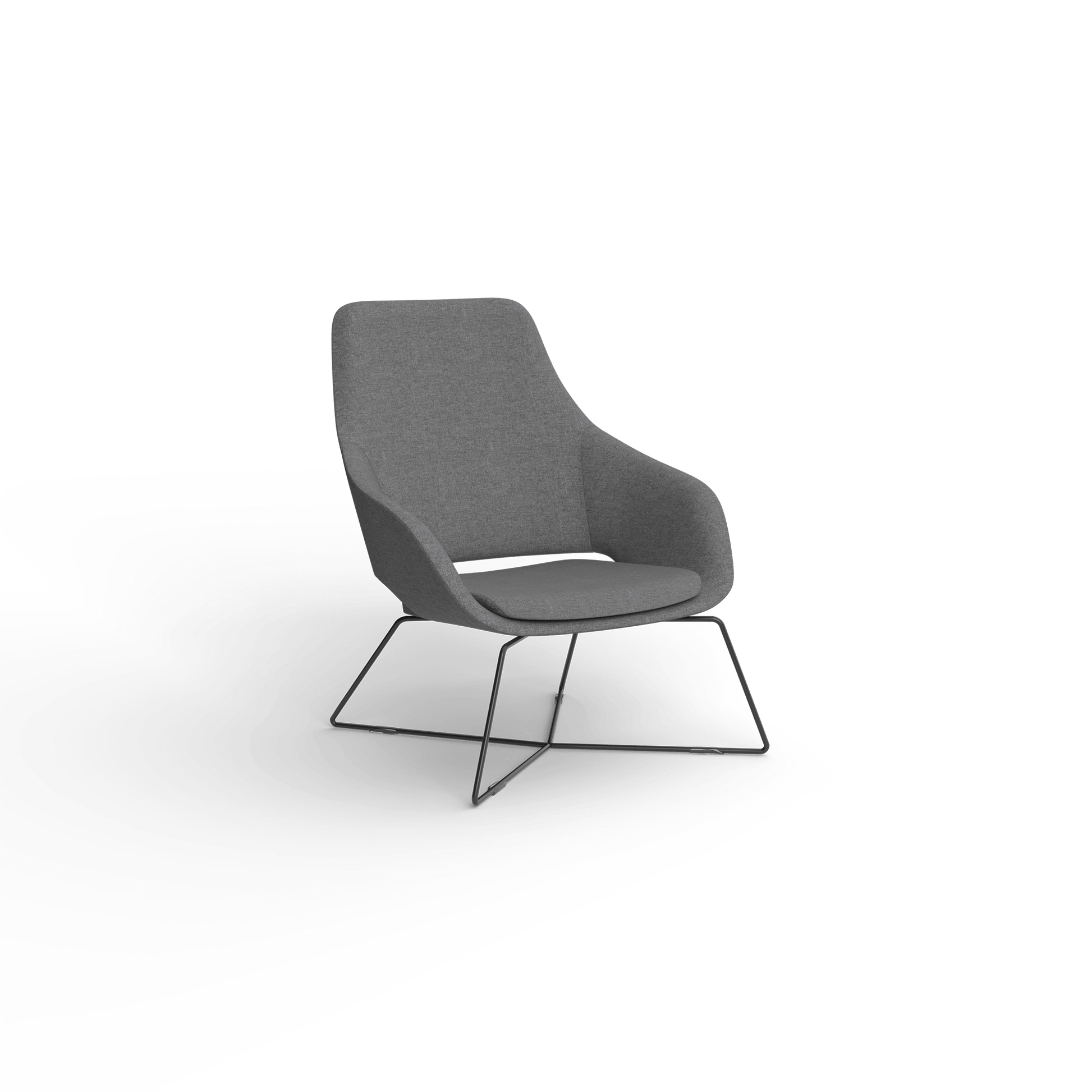 Elaro Black Metal Leg Arm Chair Grey (Sunday Greymist) - Office Furniture Company