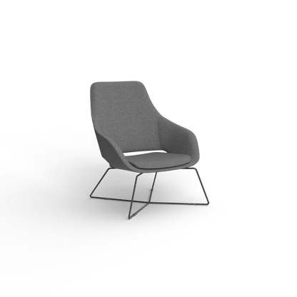 Elaro Black Metal Leg Arm Chair Grey (Sunday Greymist) - Office Furniture Company