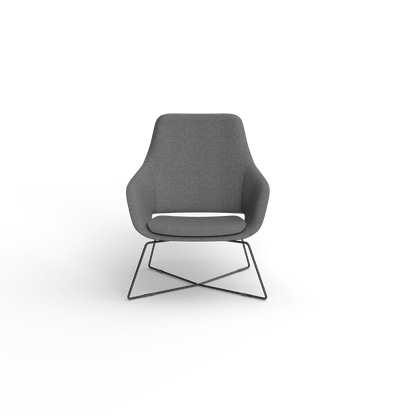 Elaro Black Metal Leg Arm Chair Grey (Sunday Onyx) - Office Furniture Company