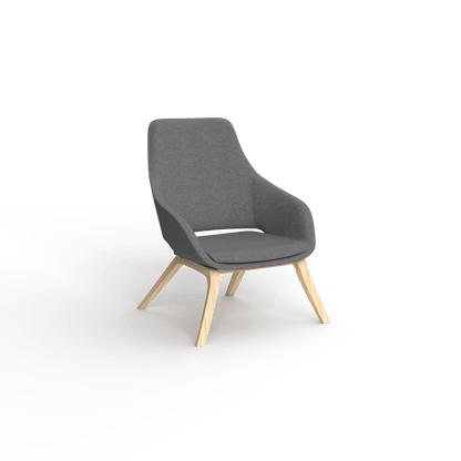 Elaro Wooden Leg Arm Chair Grey (Sunday Greymist) - Office Furniture Company