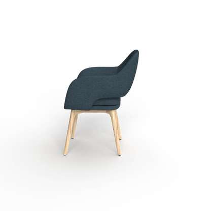 Elaro Wooden Leg Occasional Chair Blue (Sunday Steel) - Office Furniture Company