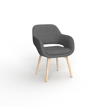 Elaro Wooden Leg Occasional Chair Grey (Sunday Greymist) - Office Furniture Company
