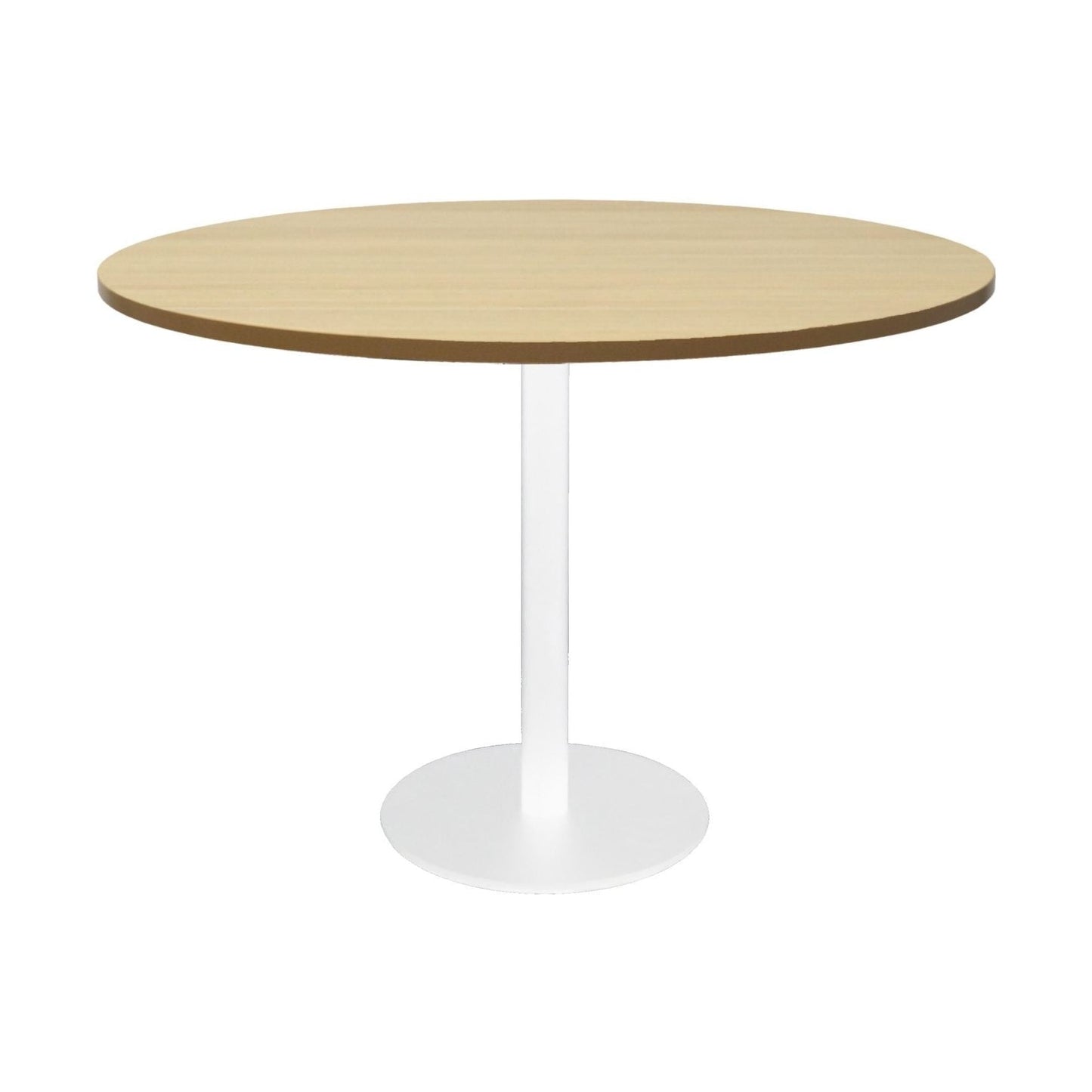 Estillo Round Meeting Table 900 Round / Natural Oak / White Powdercoat