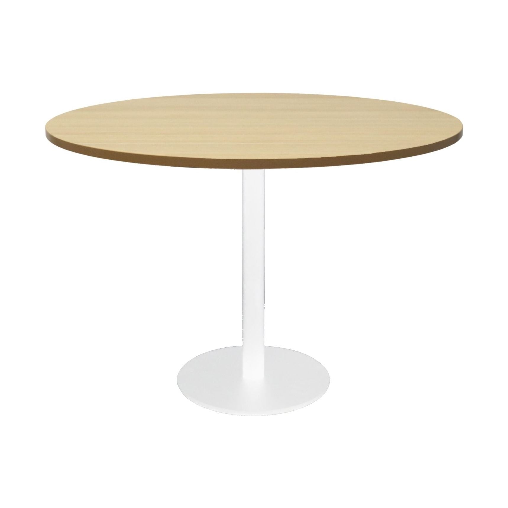 Estillo Round Meeting Table 900 Round / Natural Oak / White Powdercoat