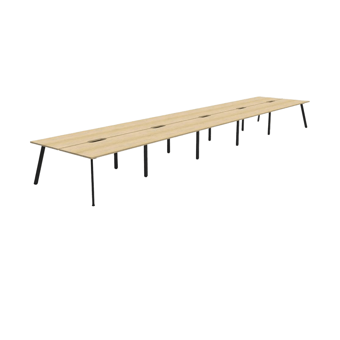 Eternity 10 Person Double Sided Workstations 10 x 1200x750 Natural Oak Black Powdercoat