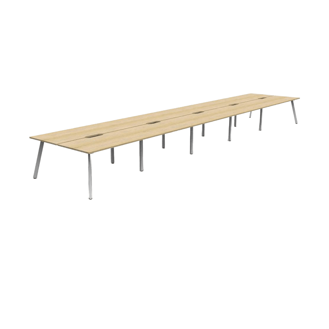 Eternity 10 Person Double Sided Workstations 10 x 1200x750 Natural Oak White Powdercoat