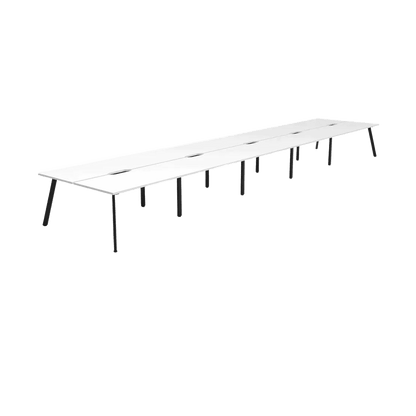 Eternity 10 Person Double Sided Workstations 10 x 1200x750 White Black Powdercoat
