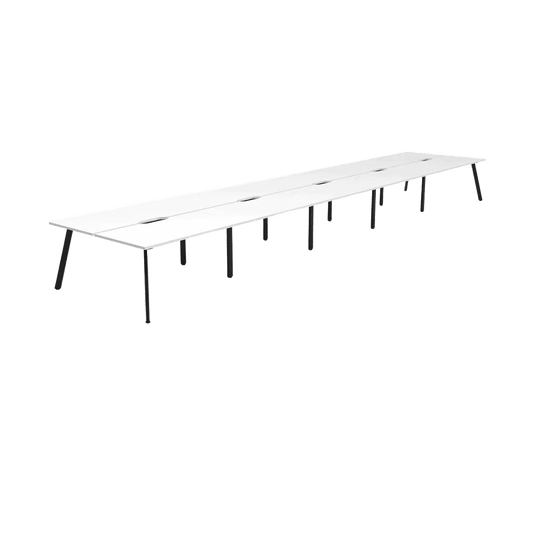 Eternity 10 Person Double Sided Workstations 10 X ( 1200 X 750 ) Natural White Black Powdercoat - Office Furniture Company