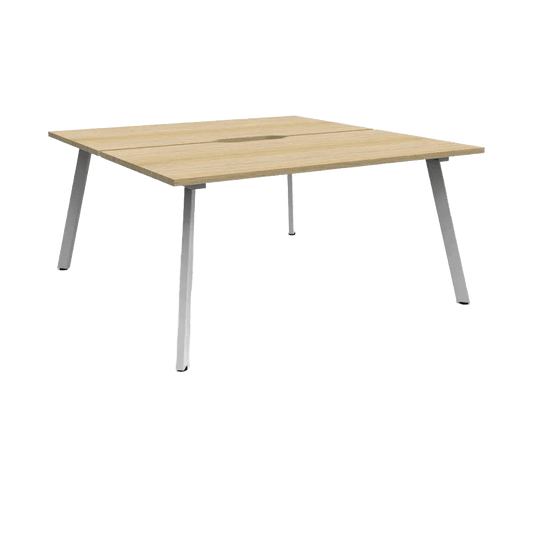 Eternity 2 Person Double Sided Workstations 2 X ( 1200 X 750 ) Natural Oak White Powdercoat - Office Furniture Company