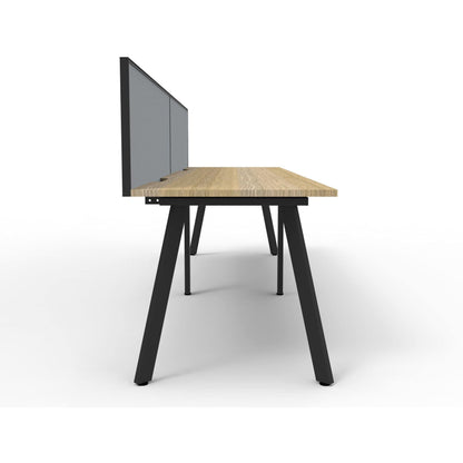 Eternity 2 Person Single Sided Workstation with Screen in Natural Oak - Office Furniture Company 