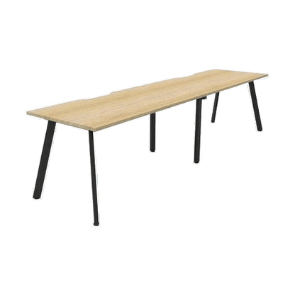 Eternity 2 Person Single Sided Workstations 2 x 1200x750 Natural Oak Black Powdercoat