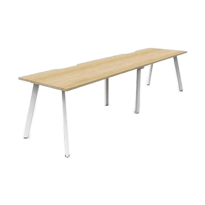 Eternity 2 Person Single Sided Workstations 2 x 1200x750 Natural Oak White Powdercoat