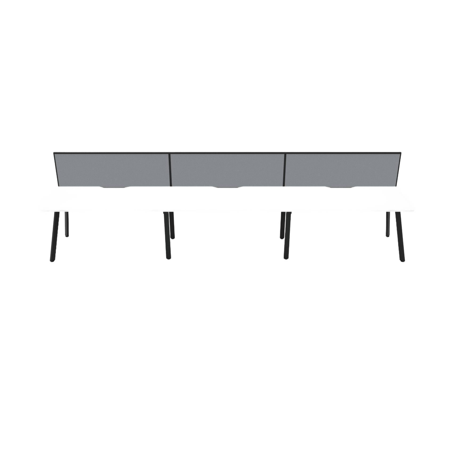 Eternity 3 Person Single Sided Workstation with Screen 3 x 1200x750 Black Powdercoat Grey Screen / Black Frame