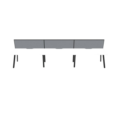 Eternity 3 Person Single Sided Workstation with Screen 3 x 1200x750 Black Powdercoat Grey Screen / Black Frame