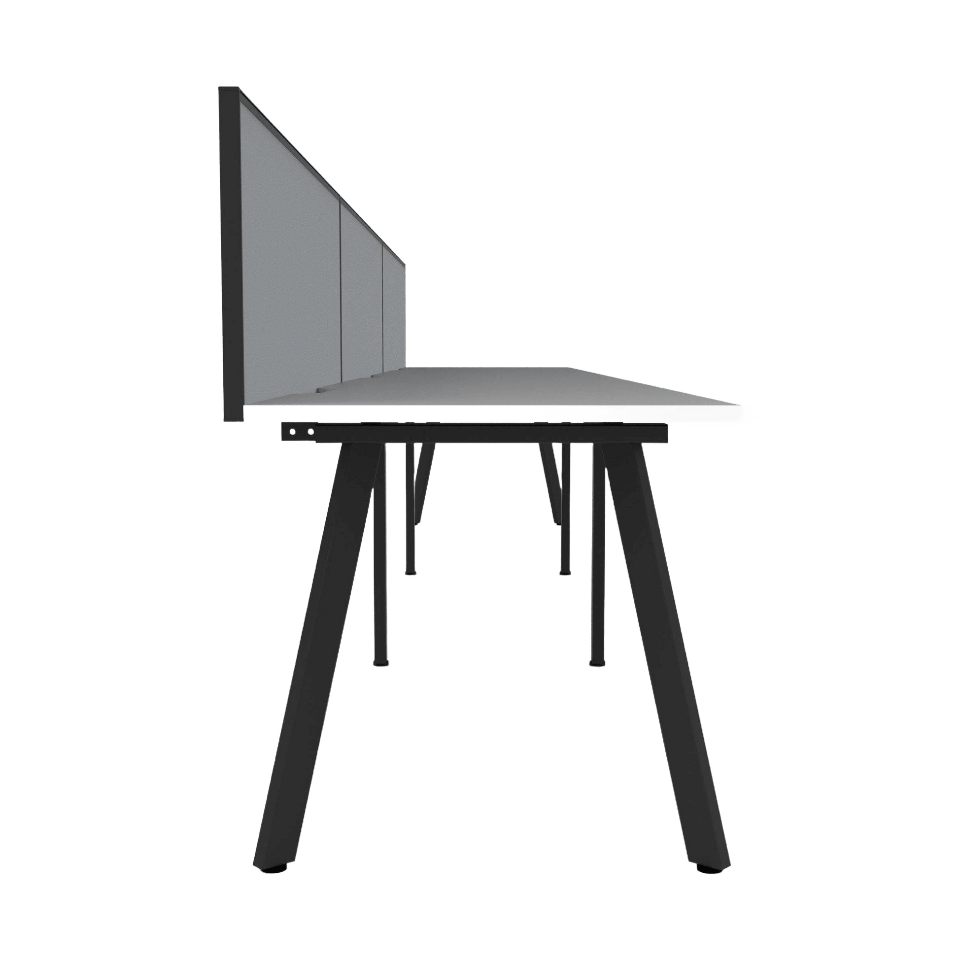 Eternity 3 Person Single Sided Workstation with Screen 3 x 1200x750 Black Powdercoat Grey Screen / Black Frame