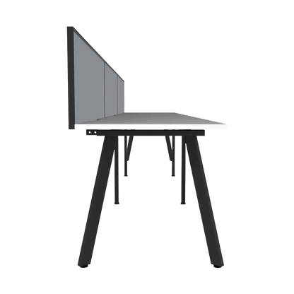 Eternity 3 Person Single Sided Workstation with Screen 3 x 1200x750 Black Powdercoat Grey Screen / Black Frame