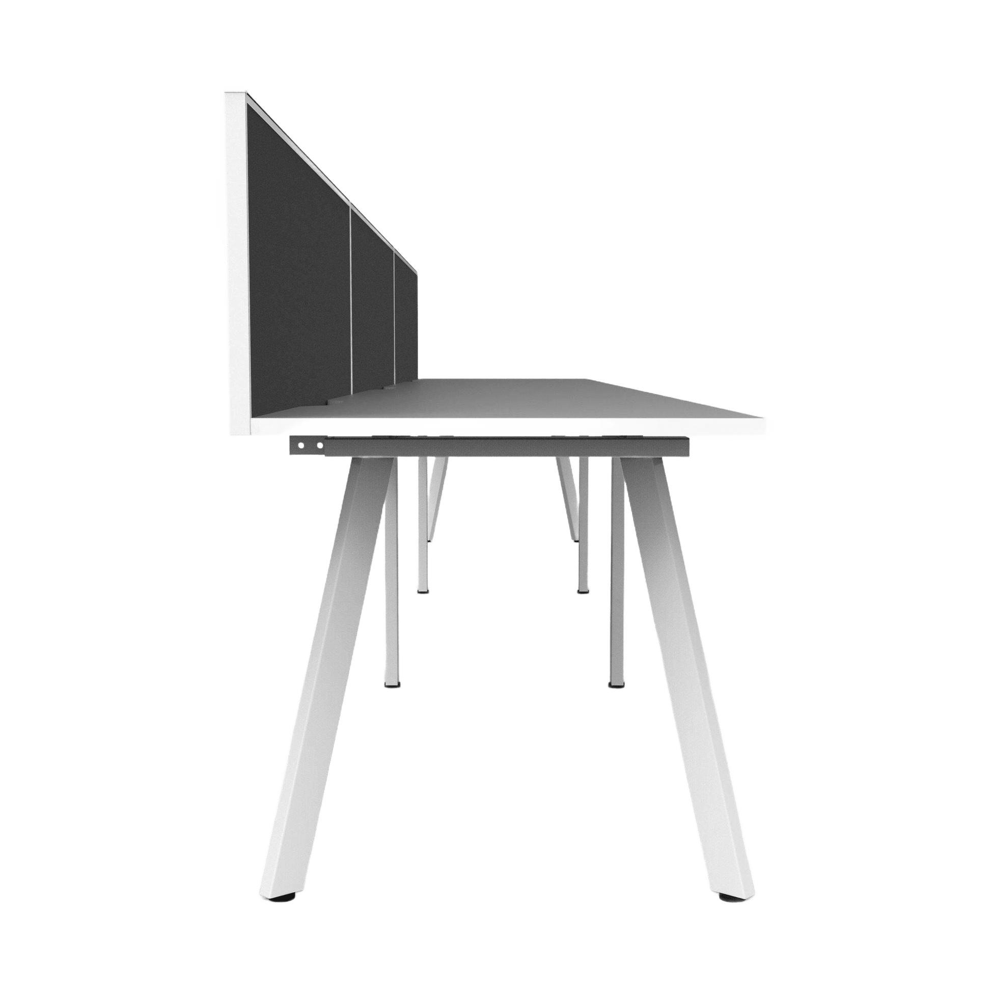 Eternity 3 Person Single Sided Workstation with Screen 3 x 1200x750 White Powdercoat Black Screen / White Frame
