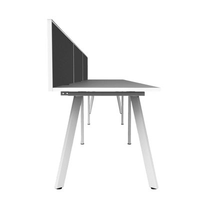 Eternity 3 Person Single Sided Workstation with Screen 3 x 1200x750 White Powdercoat Black Screen / White Frame