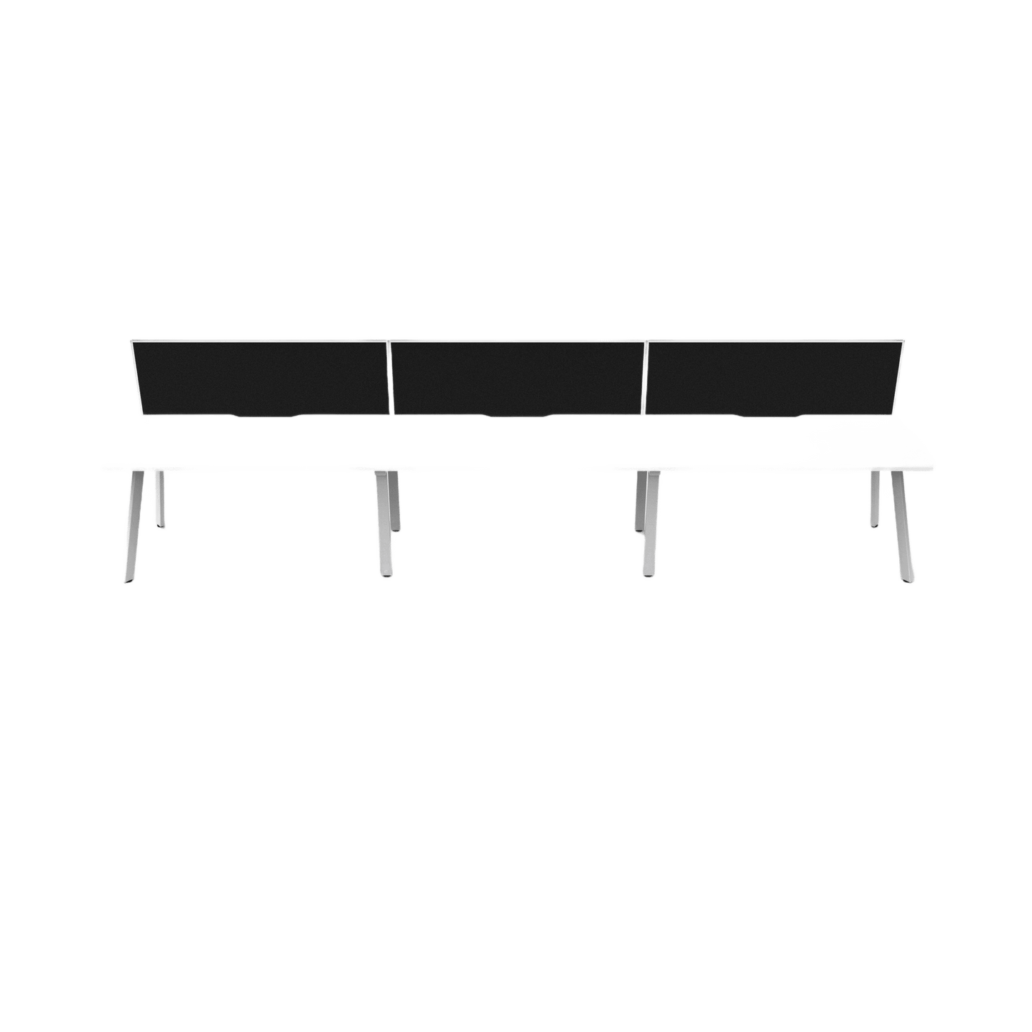 Eternity 3 Person Single Sided Workstation with Screen 3 x 1200x750 White Powdercoat Black Screen / White Frame