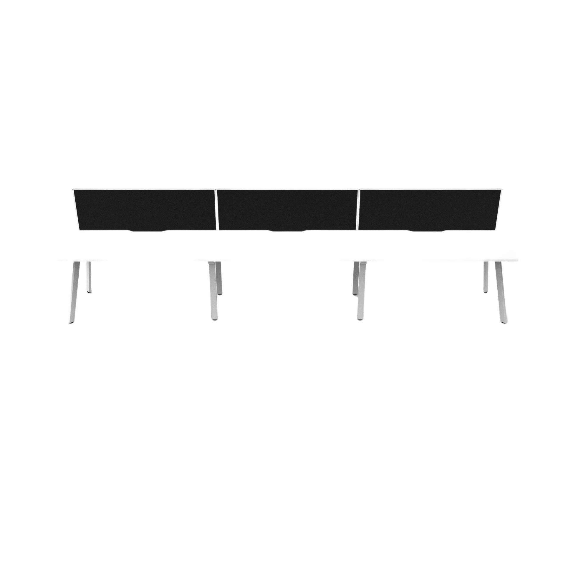 Eternity 3 Person Single Sided Workstation with Screen 3 x 1200x750 White Powdercoat Black Screen / White Frame