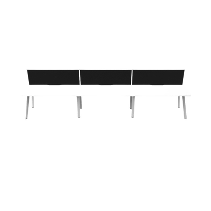 Eternity 3 Person Single Sided Workstation with Screen 3 x 1200x750 White Powdercoat Black Screen / White Frame