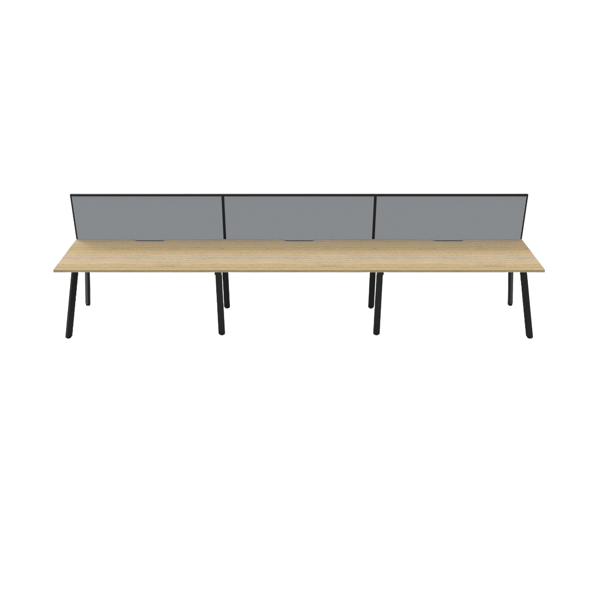 Eternity 3 Person Single Sided Workstation with Screen in Natural Oak