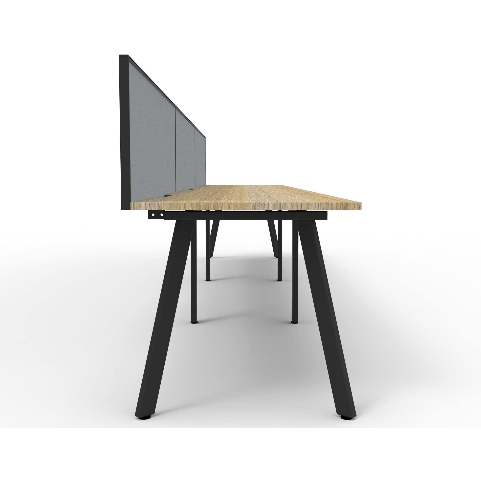 Eternity 3 Person Single Sided Workstation with Screen in Natural Oak - Office Furniture Company 