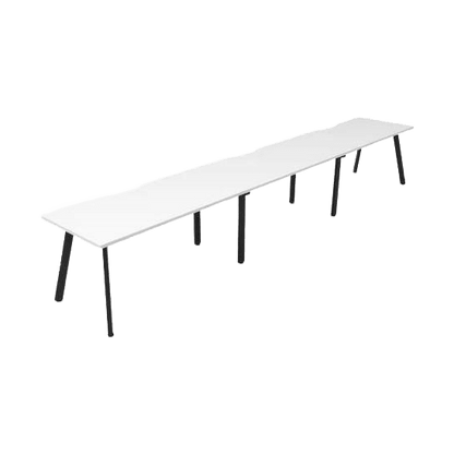 Eternity 3 Person Single Sided Workstations 3 x 1200x750 / White / Black Powdercoat