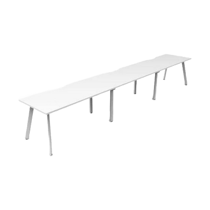 Eternity 3 Person Single Sided Workstations 3 x 1200x750 / White / White Powdercoat