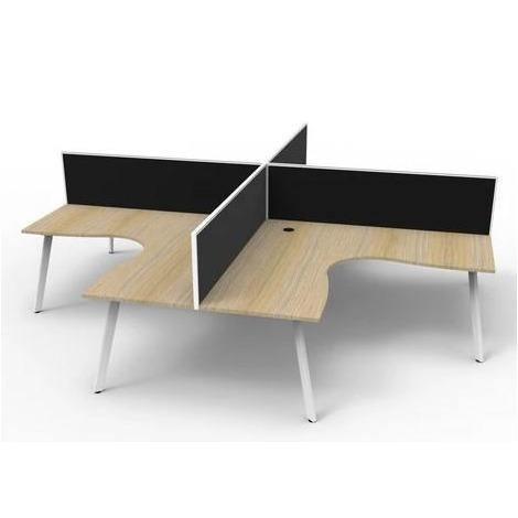 Eternity 4 Person Corner Workstation with Black Screens - Office Furniture Company 