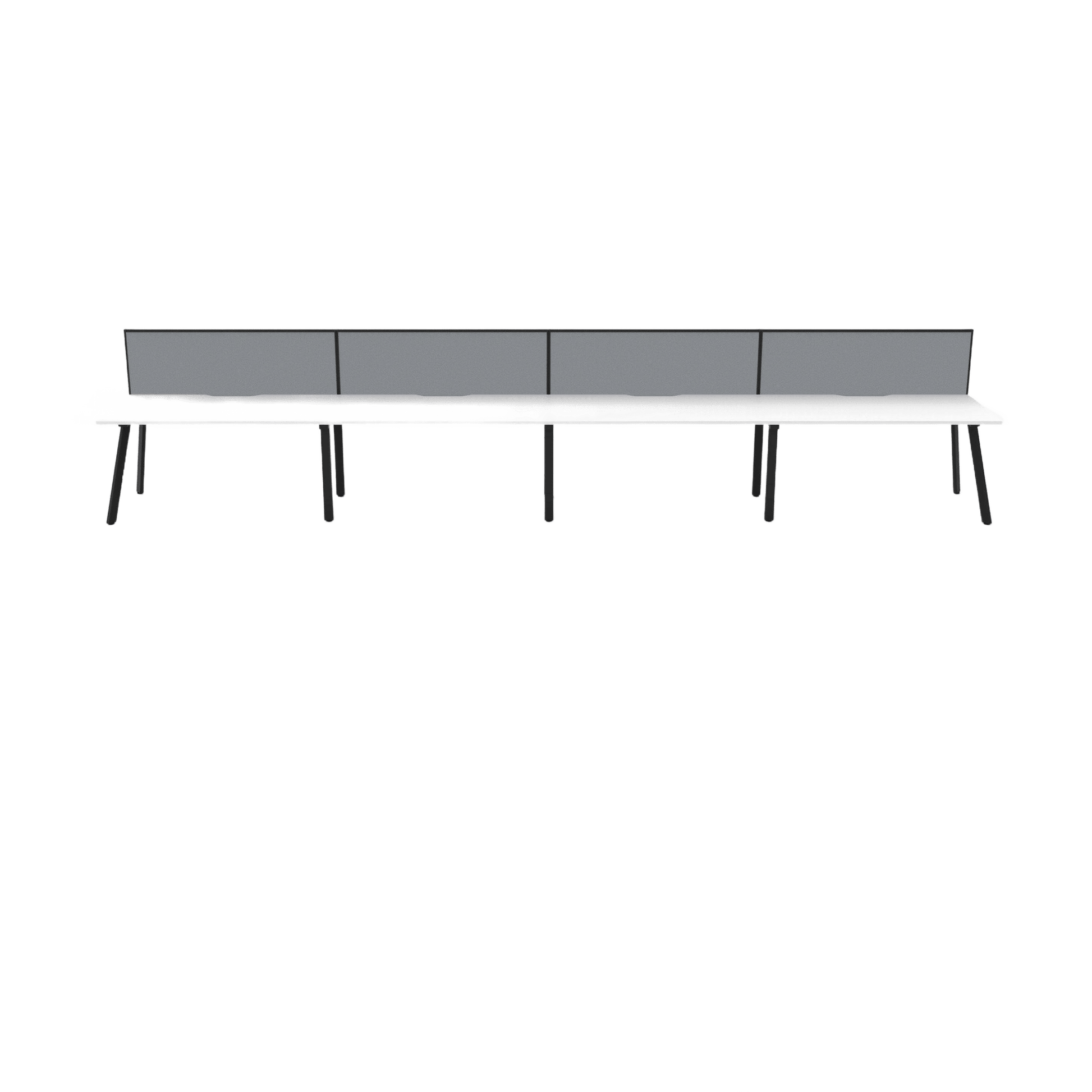 Eternity 4 Person Single Sided Workstation with Screen 4 X ( 1200 X 750 ) Black Powdercoat Grey Screen with Black Frame - Office Furniture Company