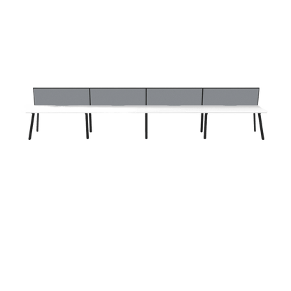 Eternity 4 Person Single Sided Workstation with Screen 4 X ( 1200 X 750 ) Black Powdercoat Grey Screen with Black Frame - Office Furniture Company
