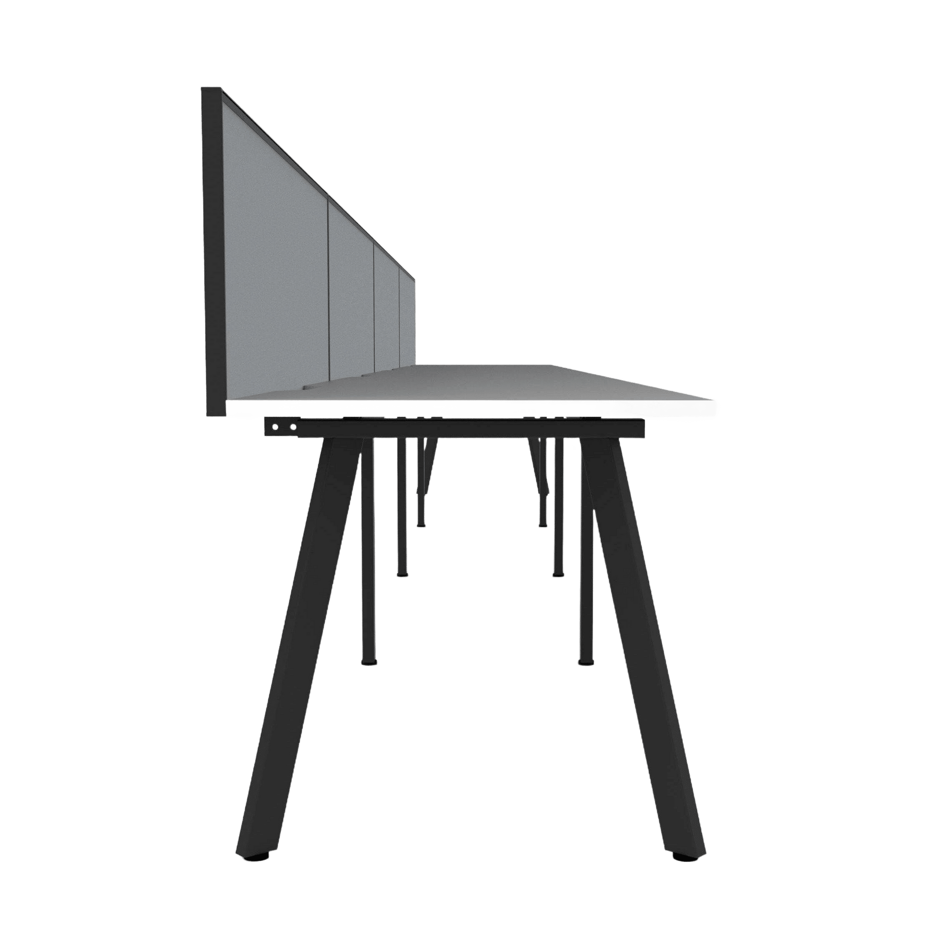 Eternity 4 Person Single Sided Workstation with Screen 4 X ( 1200 X 750 ) Black Powdercoat Grey Screen with Black Frame - Office Furniture Company