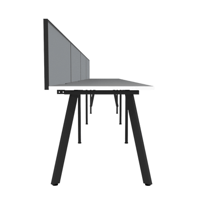 Eternity 4 Person Single Sided Workstation with Screen 4 X ( 1200 X 750 ) Black Powdercoat Grey Screen with Black Frame - Office Furniture Company