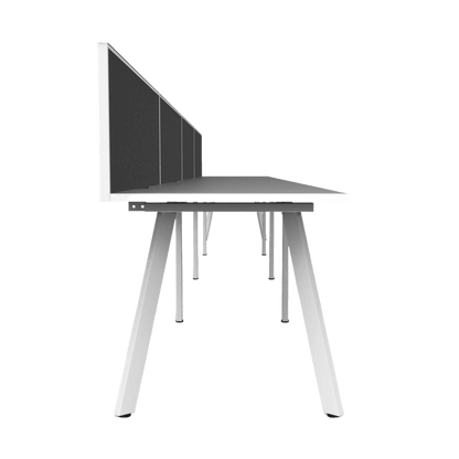 Eternity 4 Person Single Sided Workstation with Screen 4 X ( 1200 X 750 ) White Powdercoat Black Screen with White Frame - Office Furniture Company
