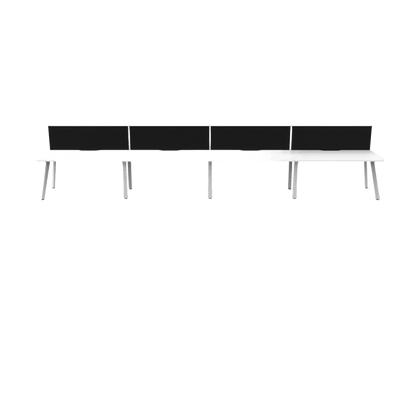 Eternity 4 Person Single Sided Workstation with Screen 4 X ( 1200 X 750 ) White Powdercoat Black Screen with White Frame - Office Furniture Company