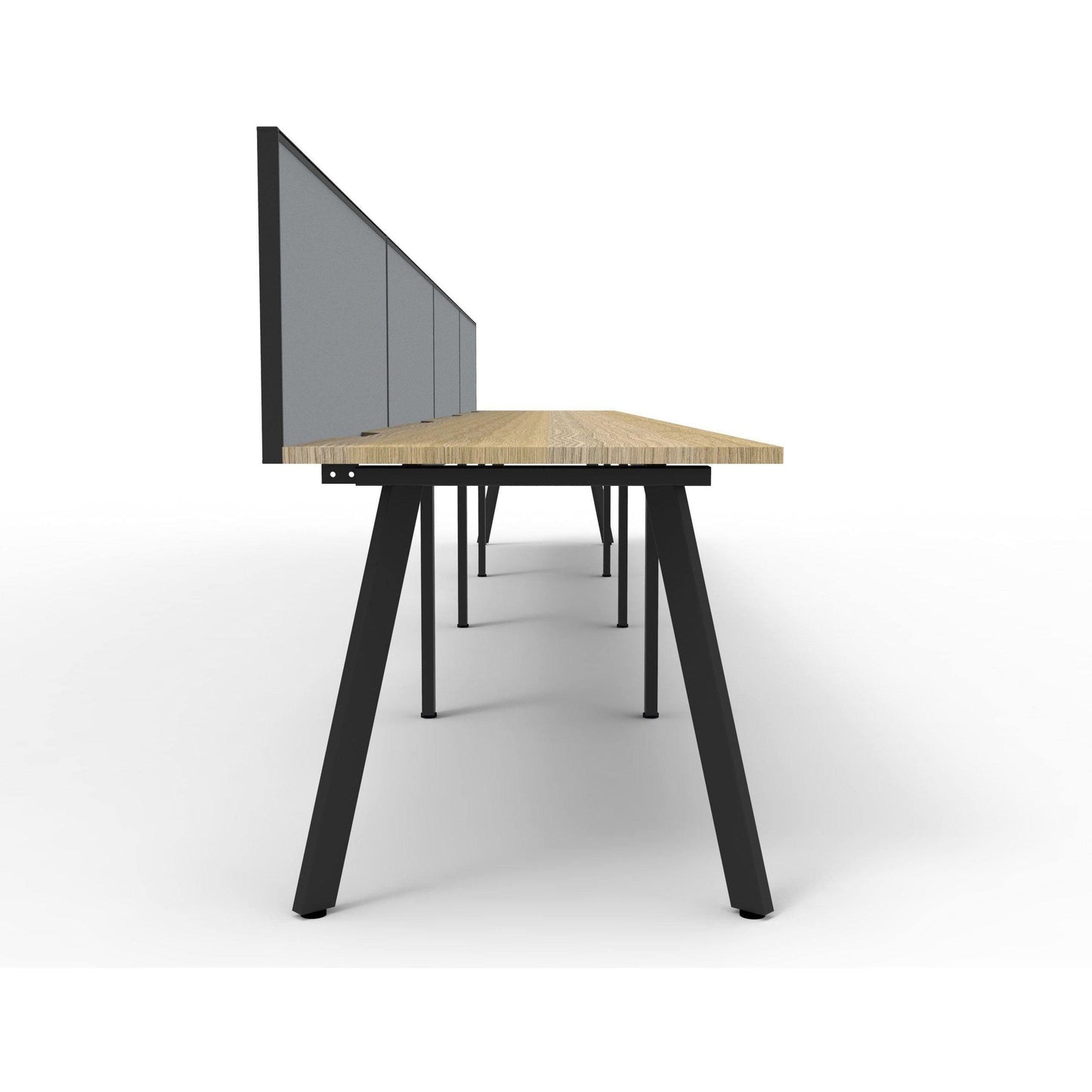 Eternity 4 Person Single Sided Workstation with Screen in Natural Oak - Office Furniture Company 