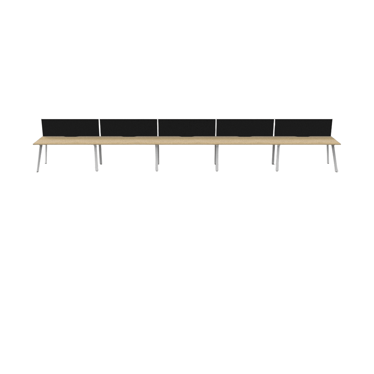 Eternity 5 Person Single Sided Workstation with Screens (Natural Oak Worktop)