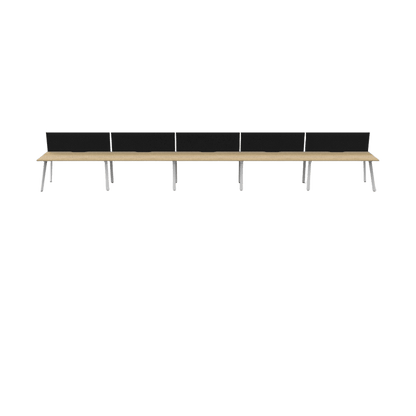 Eternity 5 Person Single Sided Workstation with Screens (Natural Oak Worktop)