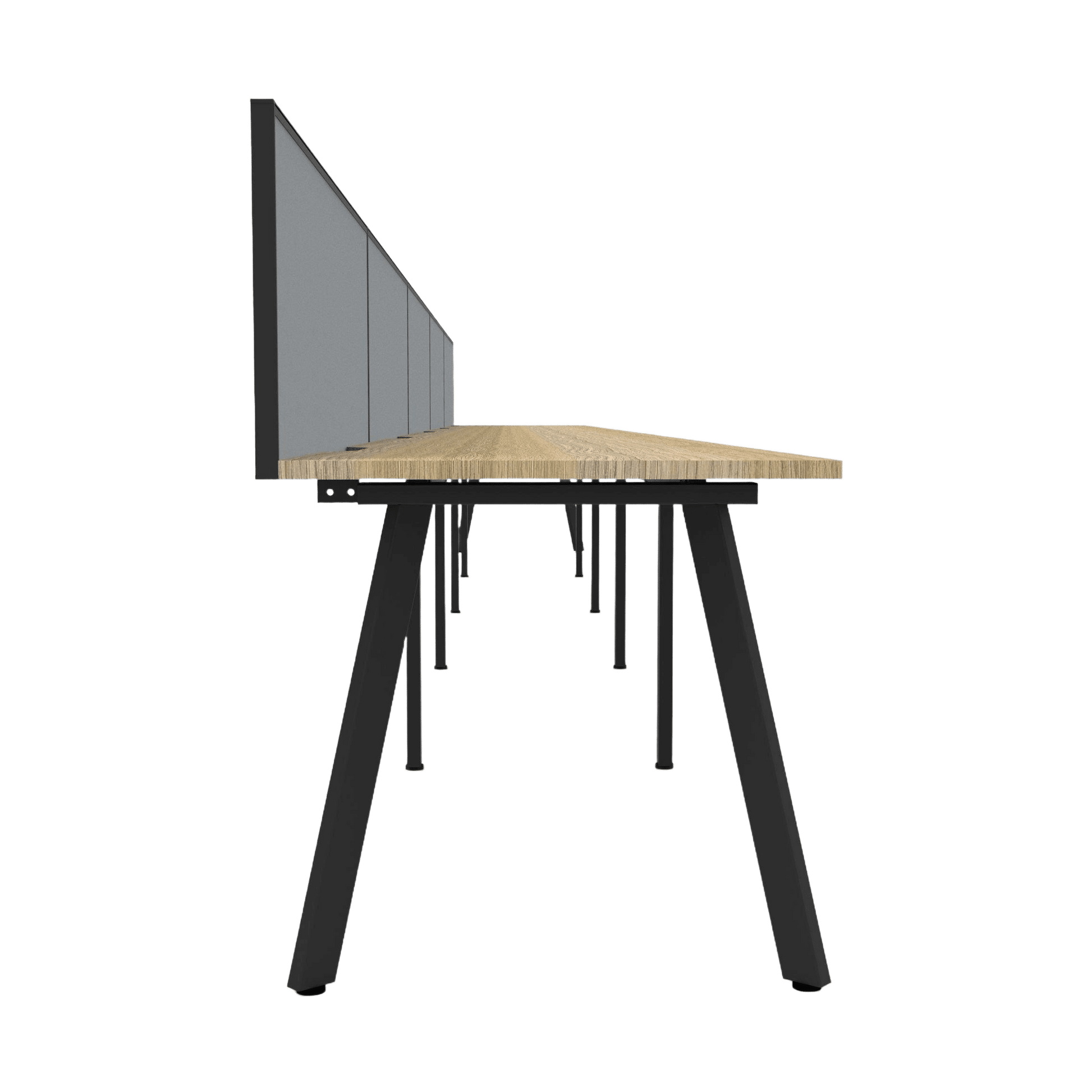 Eternity 5 Person Single Sided Workstation with Screens (Natural Oak Worktop)